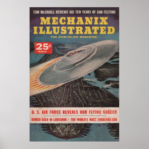 Mechanix Illustrated Vintage-Pulp-Magazin UFO C Poster