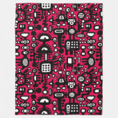 Mechanoid World - Schwarz und Weiß mit Crimson Red Fleecedecke (Vorderseite)