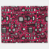 Mechanoid World - Schwarz und Weiß mit Crimson Red Fleecedecke (Vorderseite (Horizontal))