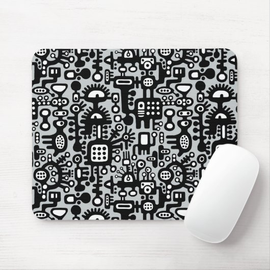Mechanoid World - Schwarz und Weiß mit Grau c6cbcc Mousepad (Mit Mouse)