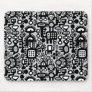 Mechanoid World - Schwarz und Weiß mit Grau c6cbcc Mousepad