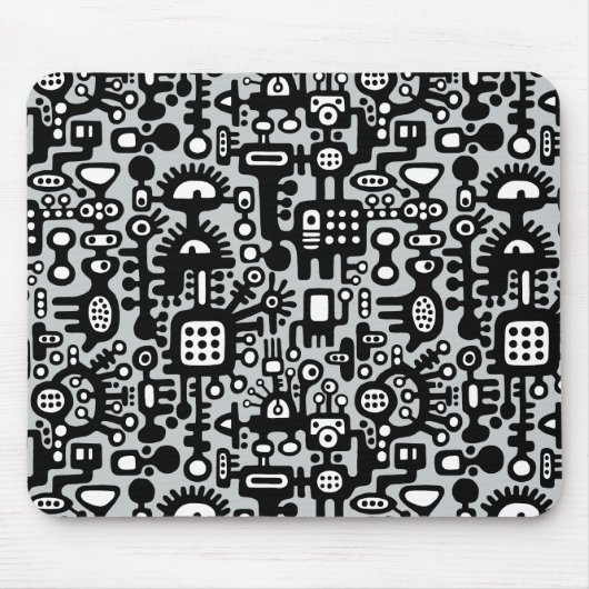 Mechanoid World - Schwarz und Weiß mit Grau c6cbcc Mousepad (Vorne)