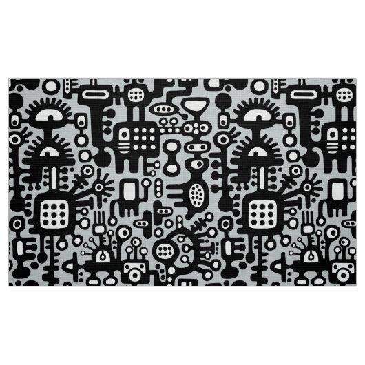 Mechanoid World - Schwarz und Weiß mit Grau c6cbcc Stoff (Fat Quarter (45,7 x 55,9 cm))
