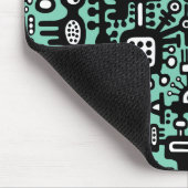 Mechanoid World - Schwarz und Weiß mit hellgrün Mousepad (Ecke)