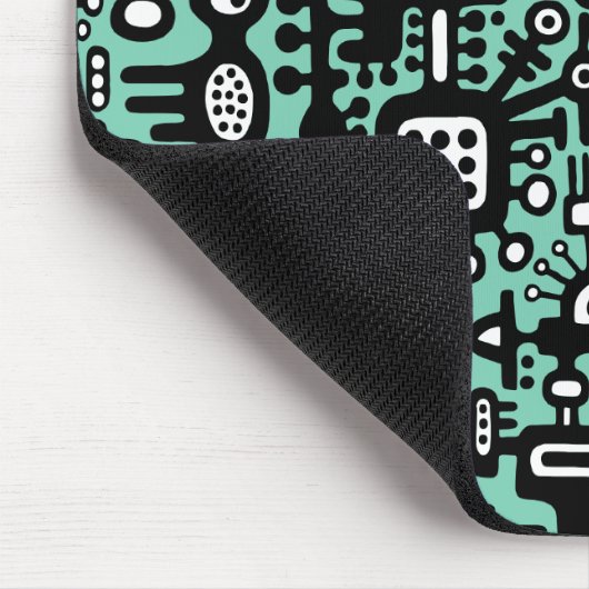 Mechanoid World - Schwarz und Weiß mit hellgrün Mousepad (Ecke)