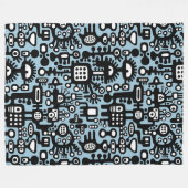 Mechanoid World - Schwarz und Weiß mit Lt Blue Fleecedecke (Vorderseite (Horizontal))