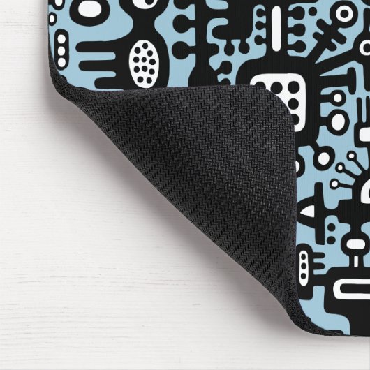 Mechanoid World - Schwarz und Weiß mit Lt Blue Mousepad (Ecke)