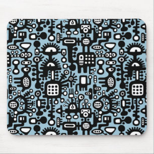 Mechanoid World - Schwarz und Weiß mit Lt Blue Mousepad