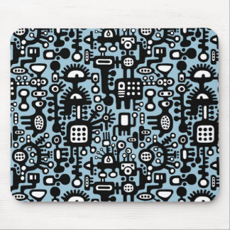 Mechanoid World - Schwarz und Weiß mit Lt Blue Mousepad