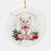 MeChristmas Kitten Pink Keramik Ornament (Hinten)