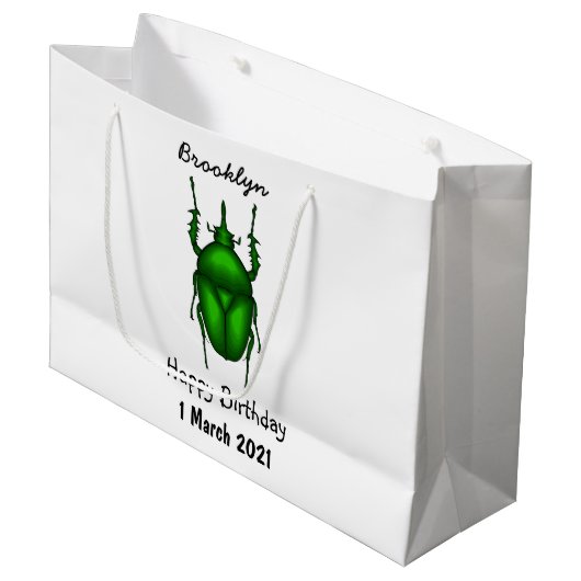 Mecynorhina torquata bug Cartoon zur Darstellung Große Geschenktüte (Vorderseite Schrägansicht)