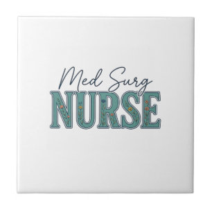 Med Chir Krankenschwester Florales Vintage-Gravurd Fliese