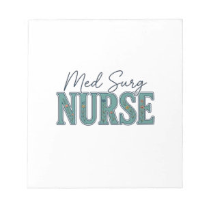 Med Chir Krankenschwester Florales Vintage-Gravurd Notizblock