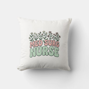 Med Chir Krankenschwester Florales Vintage-Vektord Kissen