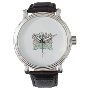 Med-Chirurg-Krankenschwester Floral Vintage Vektor Armbanduhr