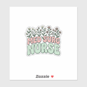 Med-Chirurg-Krankenschwester Floral Vintage Vektor Aufkleber