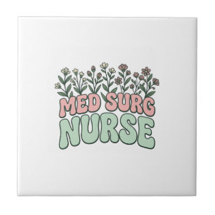 Med-Chirurg-Krankenschwester Floral Vintage Vektor Fliese
