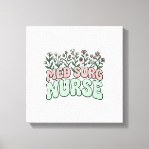 Med Chirurg Krankenschwester Floral Vintage Vektor Leinwanddruck