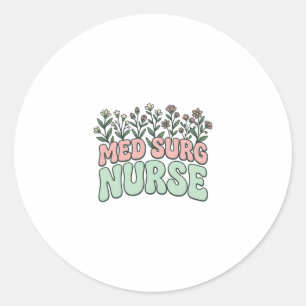 Med Chirurg Krankenschwester Floral Vintage Vektor Runder Aufkleber