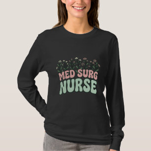 Med-Chirurg-Krankenschwester Floral Vintage Vektor T-Shirt