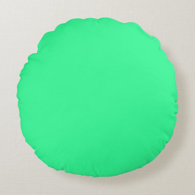 med. Florida Green Blue Solid schlichte Farbe Cust Rundes Kissen (Vorderseite)