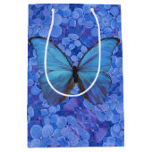 Med Gift Bag Blue Morpho auf Hydrangea Mittlere Geschenktüte (Vorderseite)
