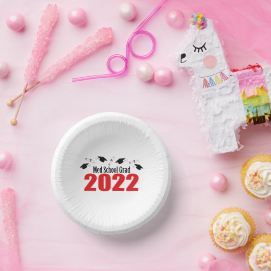 Med School 2022 Graduation Caps & Diplomas (rot) Pappteller (Party)