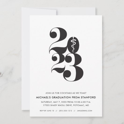 Med School Abschluss Invitation Class of 2024 Einladung (Vorderseite)