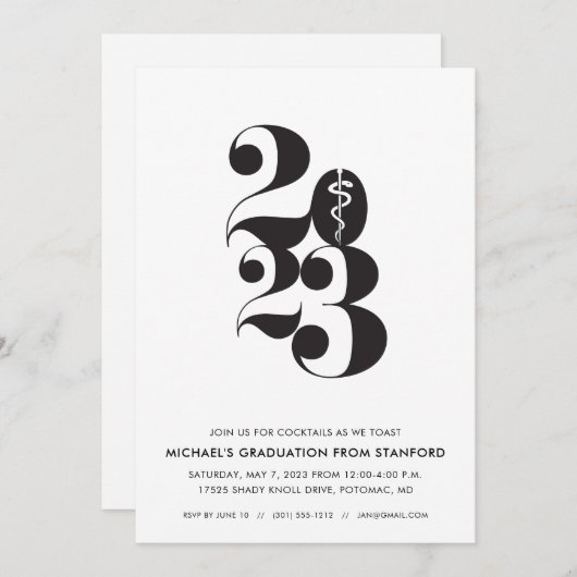 Med School Abschluss Invitation Class of 2024 Einladung (Vorne/Hinten)