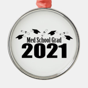 Med School Grad 2021 Karten und Diplome (schwarz) Ornament Aus Metall