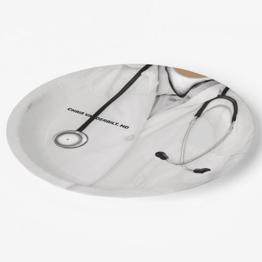 Med School Graduation Party Paper Plate Pappteller (Schrägansicht)