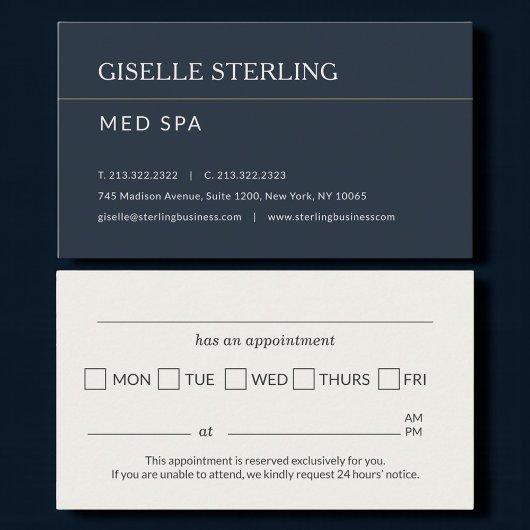 Med Spa Office Appointment Reminder Visitenkarte
