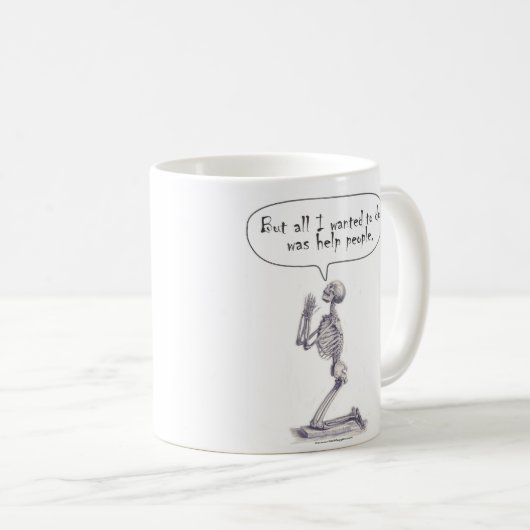 MED-Studenten-Skelett-Gebet Kaffeetasse (VorderseiteRechts)