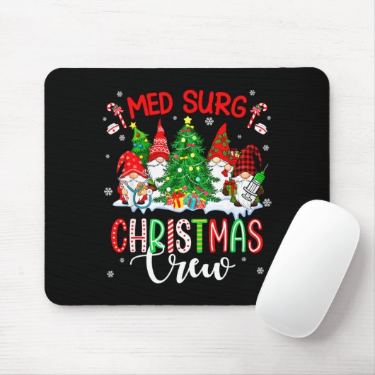 Med Surg Christmas Crew Group Gnomes Decorating Xm Mousepad (Mit Mouse)