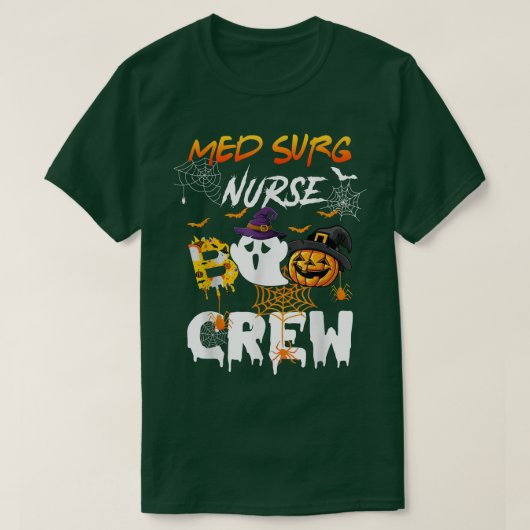 Med Surg Nurse Boo Crew RN Bitcoin Ghost Witch Hal T-Shirt (Design vorne)