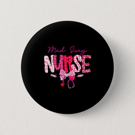Med Surg Nurse Valentine's Day Stethoscope Coquett Button (Vorderseite)