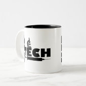 MED TECH MICROSCOPE SYRINGE LOGO ZWEIFARBIGE TASSE (Vorderseite Links)