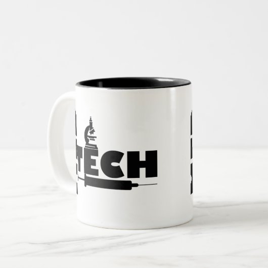 MED TECH MICROSCOPE SYRINGE LOGO ZWEIFARBIGE TASSE (Vorderseite Links)