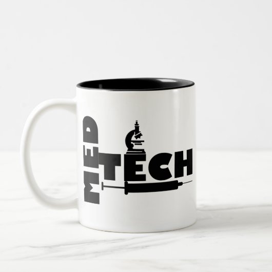 MED TECH MICROSCOPE SYRINGE LOGO ZWEIFARBIGE TASSE (Links)