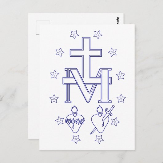 Medaille der Gottesmutter Postkarte (Vorne/Hinten)