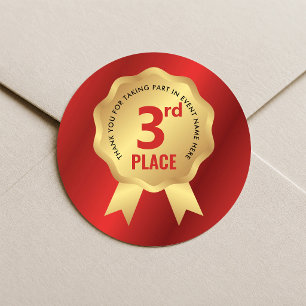 Medaille für den dritten Platz, rot und gold, Wett Runder Aufkleber