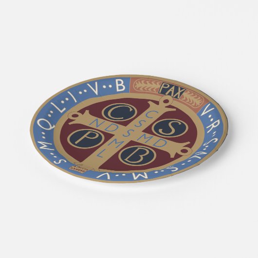 Medaille von Saint-Benedikt Pappteller (Schrägansicht)