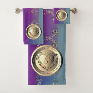 Medaille zum 8. Geburtstag Emblem Handtuch Badhandtuch Set