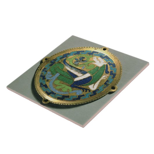 Medaillon, das einen Drachen, Franzosen, von Fliese (Seite)