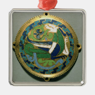 Medaillon, das einen Drachen, Franzosen, von Ornament Aus Metall