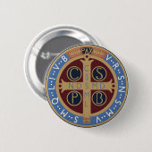 Medaillon des heiligen Benedikts Button (Vorne & Hinten)