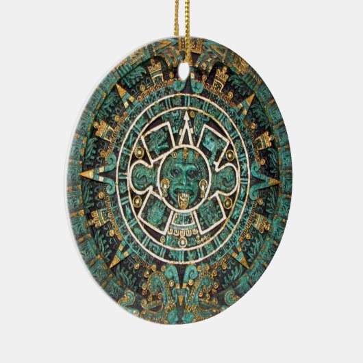 Medaillon-Münzen-Verzierung, alter aztekischer Keramik Ornament (Rechts)