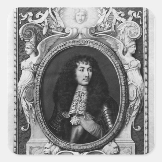 Medaillon-Porträt von Louis XIV Quadratischer Aufkleber (Vorderseite)