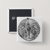 Medaillon verziert in der Cloisonnetechnik Button (Vorne & Hinten)