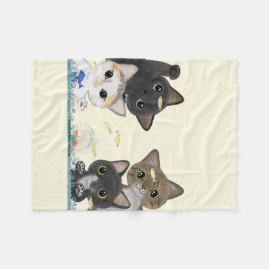 Medaka Katzen Fleecedecke (Vorderseite (Horizontal))